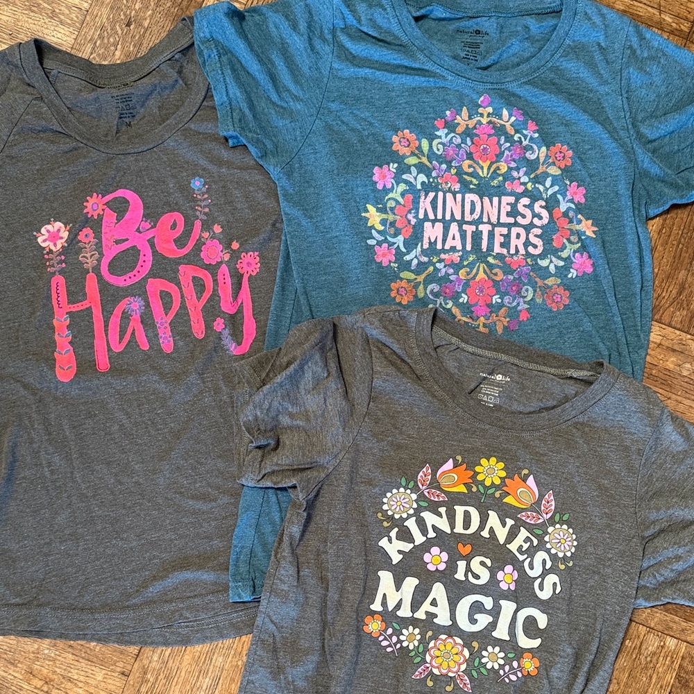 Juniors 3 Graphic Tees - Blue and Gray